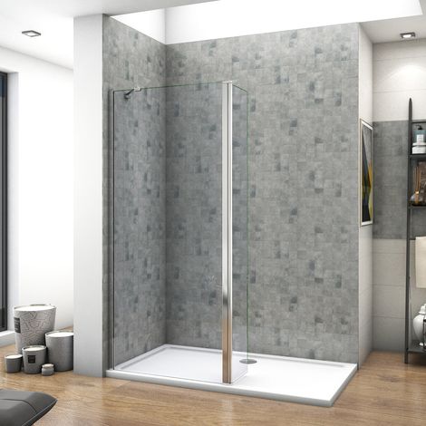 120x200cm Walk in Duschwand+30x200cm Flipper Panel + 45cm Stabilisator 8mm NANO ESG Glas Duschwand (1/5)