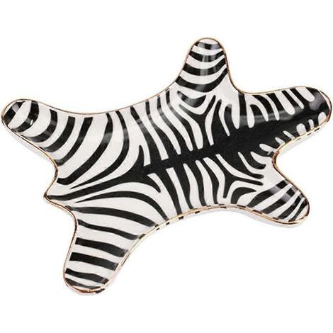 Plateau à bijoux à rayures zébrées, en céramique dorée, 15 cm, noir (1/5)