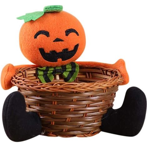 Bol poupée de rangement de bonbons de Noël, panier tissé orange décoration Halloween, présentoir à fruits (1/5)