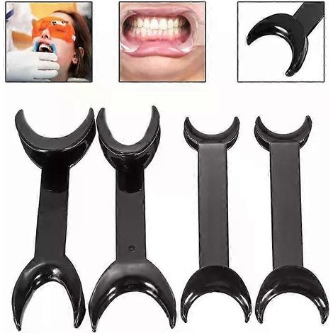 4-teiliges zahnärztliches Instrument, T-förmiger intraoraler Wangen- und Lippenretraktor mit Doppelkopf, Mundöffner für kieferorthopädische Zahnspangen, Größe Klein + Groß (1/4)