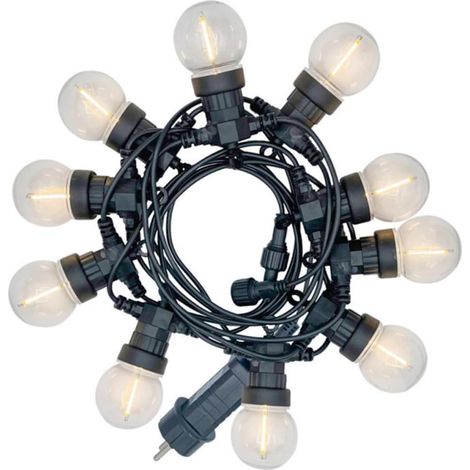 Guirlande lumineuse LED intégrée de 5 m, extensible, 10 ampoules vintage étanches (IP44), blanc chaud, pour extérieur (1/5)