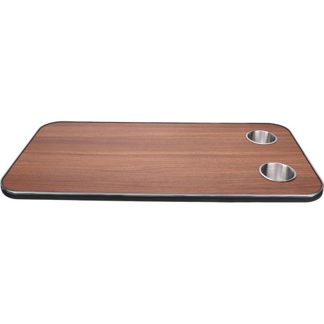 Plateau de Table en bois massif pour camping-car, avec 2 porte-gobelets en acier inoxydable, pour remorque, camping-car, Yacht, pont de bateau, 800X400mm, marron (1/5)