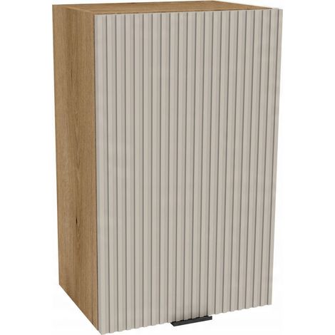 Mueble alto de cocina 45/72 Vigo, cuerpo de roble Evoke, frontal ranurado color cachemir mate. (1/3)
