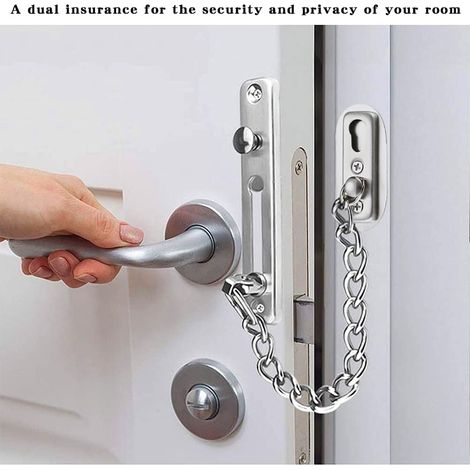 Chaîne de sécurité,chaîne de porte en acier inoxydable 304,serrure à chaîne de porte avec vis,utilisée pour les portes et fenêtres intérieures des hôtels familiaux,argent chromé brossé