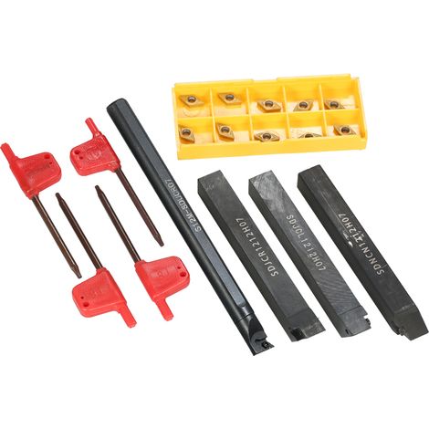 4 barres d'alésage S12M-SDUCR07/SNCN1212H07/SDJCL1212H07/SDJCR1212H07 + 10 plaquettes carbure DCMT0702 + 4 clés pour tour CNC