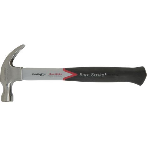 Estwing EMRF16C Sure Strike Curved Claw Hammer with Fibreglass Handle, 16oz/448g