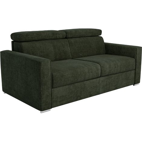 Divano letto 4 posti express in tessuto verde abete Letto 160 cm Materasso 14 cm - VIZIR (1/5)