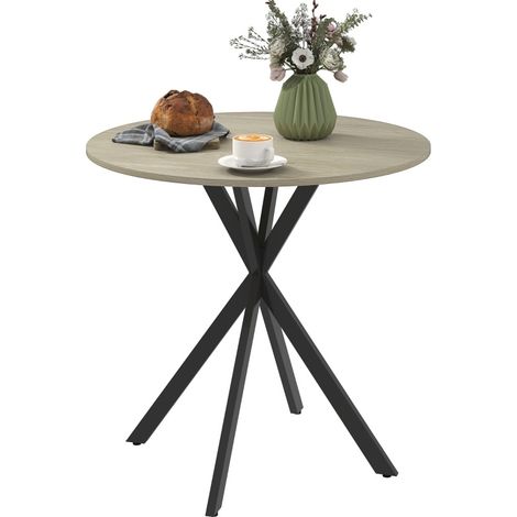 Mesa de comedor redonda industrial de madera efecto roble Ø80 x 75 cm para 2 personas (1/5)