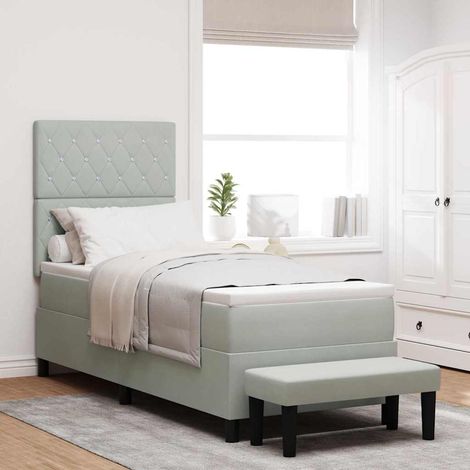 Boxspringbett mit Kissen mit Kopfteil Hellgrau 200 x 80 cm Samt (1/5)
