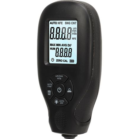 Jauge d'épaisseur de revêtement de peinture automobile, noire, plage de mesure 0-2000 µm, étalonnage automatique, écran LCD rétroéclairé, testeur d'épaisseur de revêtement (1/5)