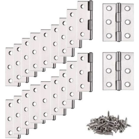 Edelstahlscharnier, 20 Stück kleine Scharniere, (mit 120 Stück M4 16mm Schrauben) Scharnier, Flachscharnier, Scharnier für Heim-, Möbel- und Schranksysteme