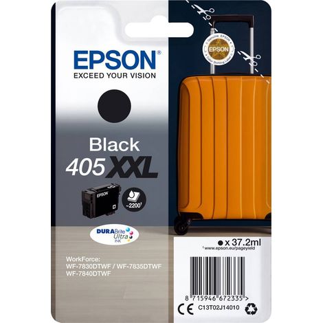 Epson 405XXL Valise Noir, Cartouche d`encre d`origine XXL Très Haute capacité, WF-7830DTWF, WF-7835DTWF, (1/3)