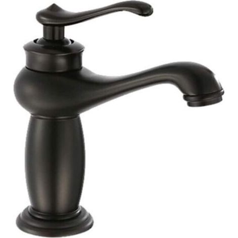 Robinet de salle de bain/cuisine en cuivre noir antique, mitigeur eau chaude/eau froide monotrou, bonde de cuisine, robinet à raccordement unique FLITI (1/4)