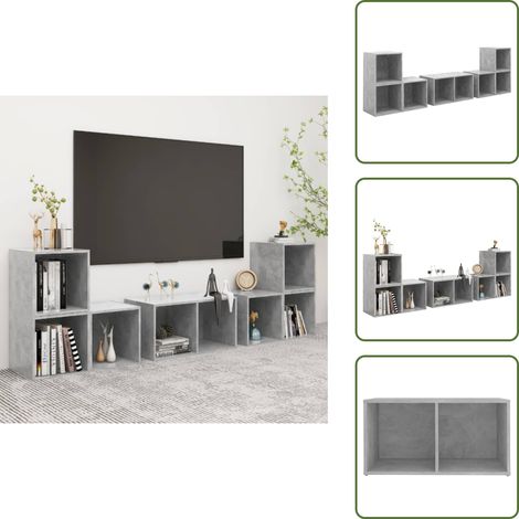 The Living Store Ensemble de meubles TV 6 pcs Gris béton Bois d'ingénierie - Meuble Tv Gris - Ensemble Meuble Tv - Meuble Tv Moderne - Meuble Tv Industriel - Rangement Tv