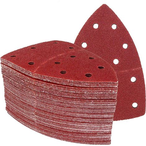 Schleifdreiecke │ 60 Stück │ 11 Löcher │ 105 x 152 mm │ Mixpack (10 Körnungen 40/60/80/120/180/240) │ für mehrere Schleifmaschinen │ Schleifblätter │ Schleifpapier (1/5)