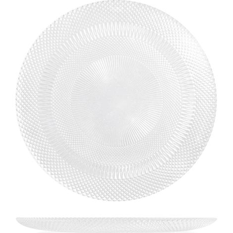 H&H Glow Set 6 Piatti Piani, Vetro, Trasparenti, 28cm