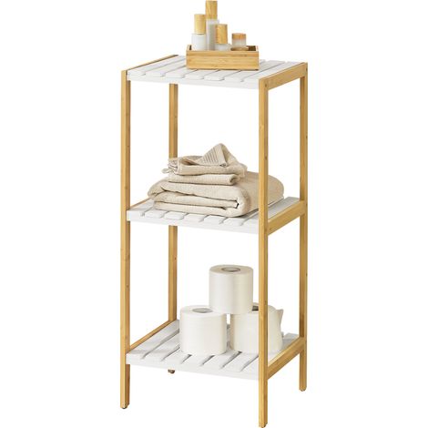 Badregal Balsfjord mit 3 Ablagen 33x34x80cm Bambus [en.casa]