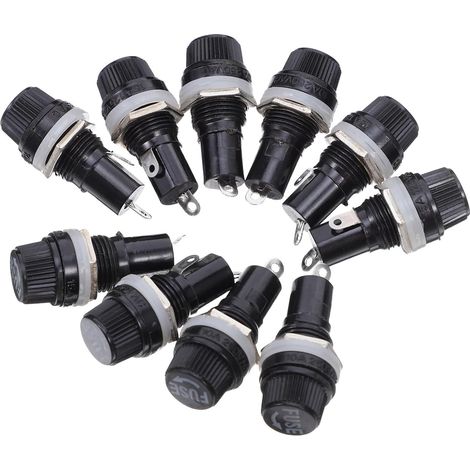 Protecteur de montage sur panneau verre 5x20 mm, 10pcs, design peu encombrant, porte-fusible à écrou pour usage industriel 250V/10A 125V/15A (1/5)