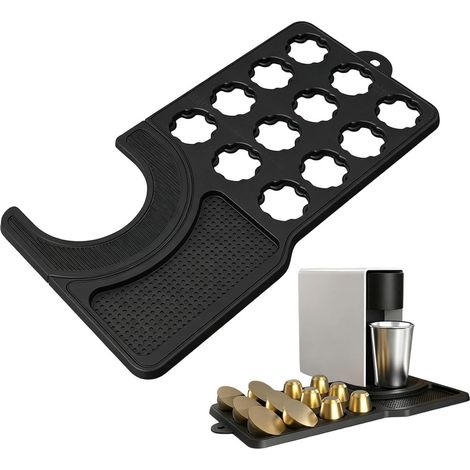 Tapis De Café En Silicone 12 Fentes Drainantes En Silicone Anti-Goutte Organisateur De Rangement Pour Dosettes À Café Convient À Maison Cuisine Café Plan De Travail Espace Boisson Dortoir Appart (1/5)