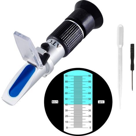 Brix Refractometer 0-90%, High Precision Sugar Measurement ATC, For Fruits, Honey, Syrup and Juice (1/5)