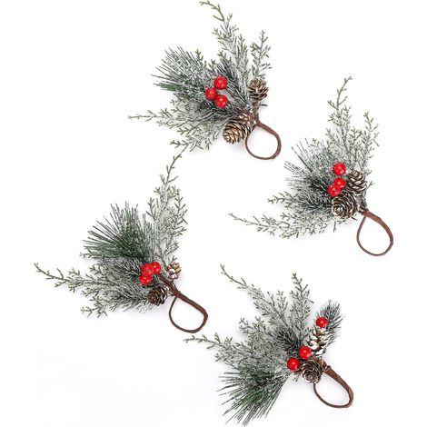 (2 Stück pro Packung) (6 Stück pro Karton) Weihnachtliche Serviettenringe in Form einer Zedernbeere, dekorative Serviettenringe für Champagnerflaschen, weihnachtliche Serviettenringe 10 x 6 cm (Ringdu (1/5)