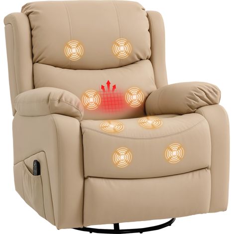 Fauteuil relax massant chauffant inclinable beige