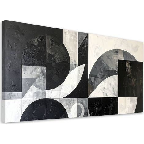 Stampe su Tela, Astrattismo geometrico bianco nero, 80x40 (1/5)