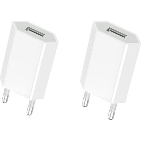 (2 Packs) Chargeur Rapide USB Adaptateur de Prise Universel (5W 5V 1A) adapté aux Voyages compatibilité avec iPhone Apple Samsung Galaxy Pixel Nexus Huawei Xiaomi HTC Sony LG - Blanc (1/5)