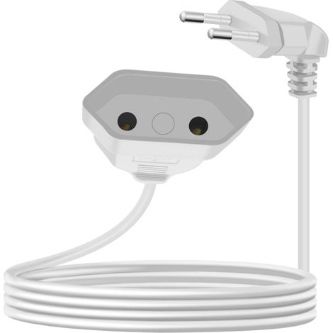 Rallonge Electrique Euro 90 Degrés 2.5A 250V 625W Extentions d'alimentation Euro 2x0.75 mm² Rallonge Câble Euro,pour Une Utilisation en Intérieur PC,TV,Moniteur (Blanc, 5 m) (1/5)