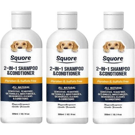 Lot de 3 shampoings et après-shampoings 2 en 1 pour chiots (3 x 300 ml) - Shampoing hydratant naturel - Shampoing hydratant pour chiens à la peau sensible - pH équilibré (1/5)