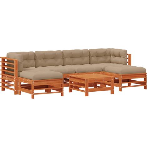Garden Lounge Set 7 pcs Wax Brown Solid Pine Wood vidaXL (1/5)