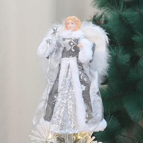 Ange ailé lumineux pour sommet de sapin 30 cm, statuette de Noël décorative (1/3)