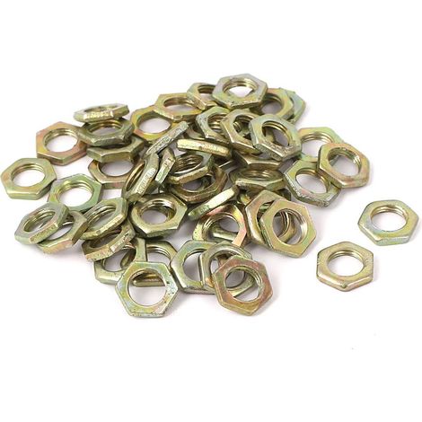 50pcs Écrou Fin Hexagonal M7x 0,75x 2mm en acier carbone pour vis Boulons