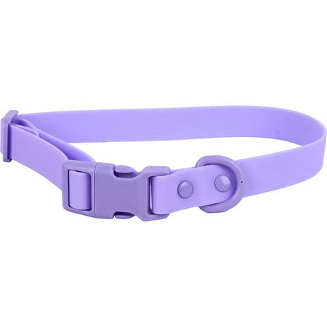 Verstellbares Hundehalsband, wasserdicht, rostfrei, leicht zu reinigen, weich und komfortabel, aus violettem PVC, 31–50 cm. Geeignet für Hunde, Katzen und andere Haustiere. (1/5)