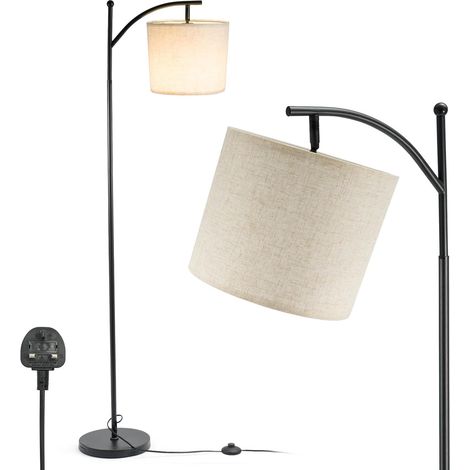 Trintion dimmbare Stehlampe mit Leinenschirm, 165 cm modernes Stehlicht für Wohnzimmer und Schlafzimmer, 3 Farbtemperaturen Leselampe mit 9-W-LED-Glühbirne im Lieferumfang enthalten