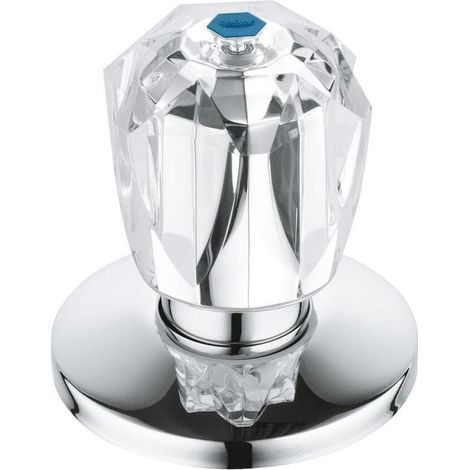Grohe Oberteil, DN 20, für UP-Ventile 3/4", Brillant-Griff, wärmeisoliert, Schubrosette, Markierung Blau, Chrom (1/2)