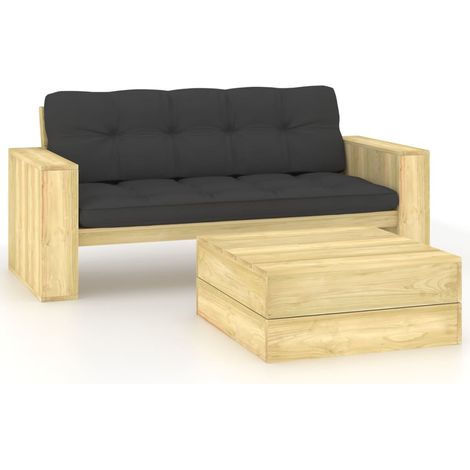 Set di mobili da giardino mobili da esterno 2 pezzi con cuscini legno di pino impregnato 020015883