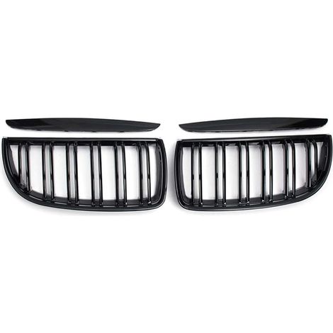 Paire de calandre Sport Noir Brillant à Double lamelle Compatible avec BMW E90 E91 2005-2008 (1/5)