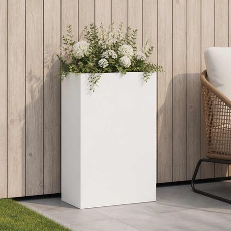vidaXL Macetero de Jardín Blanco 50 x 20 x 75 cm (1/5)