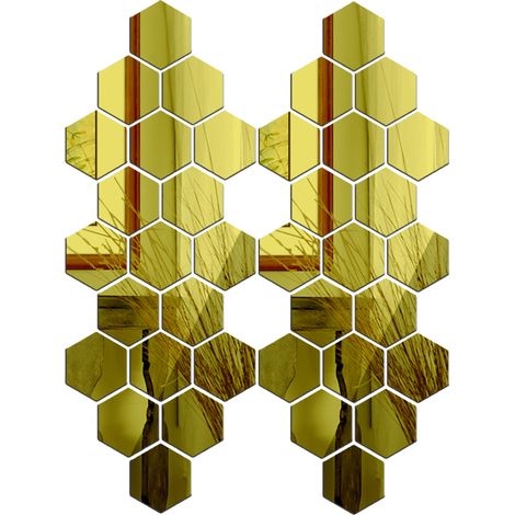 Sticker Miroir Acrylique - Forme Hexagonale 7 cm - Pour Décoration Murale Salon Chambre - 36 Pièces (1/5)