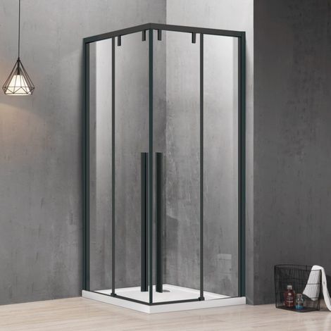 Box doccia 80x80 colore nero doppio scorrevole vetro 8mm  KSA1000B kamalu