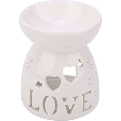 Lampe de Parfum de Nuit Céramique Essence Brûleur à mazout Bougie Encens Poêle d'aromathérapie pour Cadeaux et décoration, Maison, Bureau, Chambre, Salon(Love) (1/5)