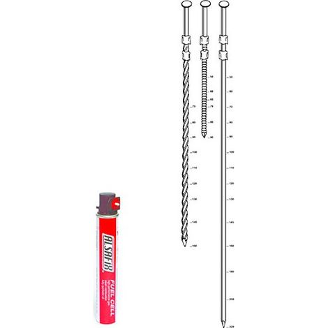 Pack de 2 200 pointes annelées INOX tête bombée (TB) 20° D. 2,9 x 50 mm + 2 cartouches de gaz rouge GAZ0010 - P2029508