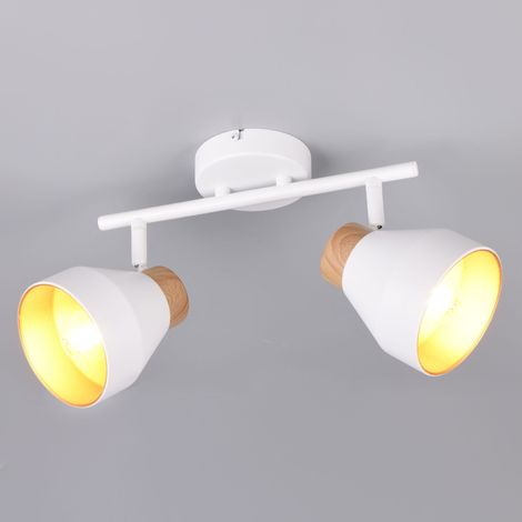 Barra 2 luci, metallo e legno, bianco e oro, L 32 cm, Valentin (1/5)