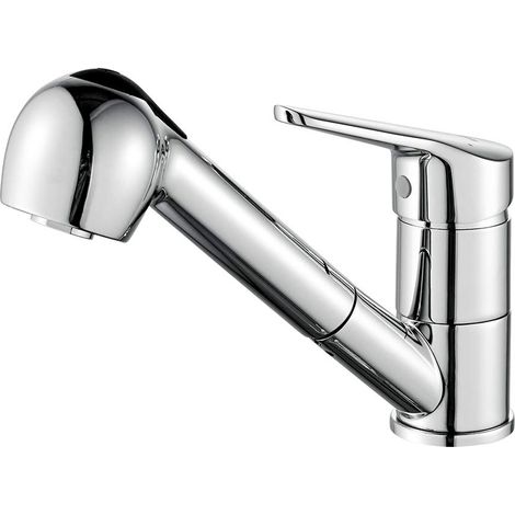 Ibergrif Rubinetto Lavello Cucina con Doccetta Estraibile - Miscelatore Cucina Monocomando 360°Girevole, Regolazione Caldo/Freddo Design Moderno, Risparmio Idrico Acciaio,Cromato, M14550 (1/5)