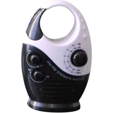 Radio de douche étanche 3 V 0,5 W avec volume réglable, haut-parleur AM-FM, haut-parleur de douche de salle de bain, radio sans fil avec poignée supérieure (1/2)