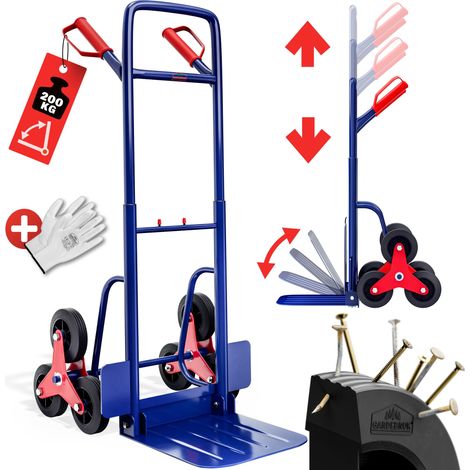 Deuba Portapacchi per scale 6 ruote 200kg pieghevole carrello portacasse montascale montacarichi