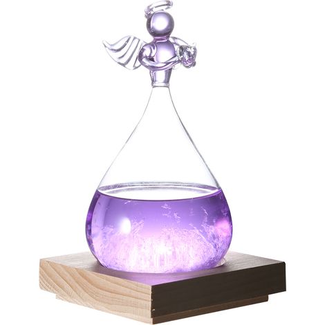Décoration innovante en forme d'ange, bouteille en verre avec prévisions météo, ornement pour la maison, cadeau de Saint-Valentin, violet (1/5)