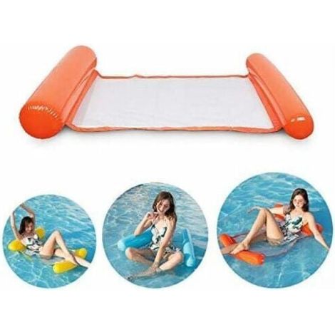 Inflatable Pool Bed Orange Super Comfortable Water Hammock with Net Inflatable Head and Foot Hammock Air Mattress Floating Lounger YMYNY (1/4)