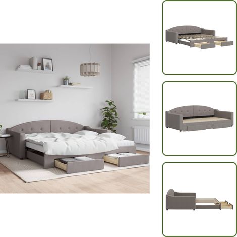 Cama doble - vidaXL Sofá cama nido con cajones tela gris taupe 100x200 cm - Almacenamiento